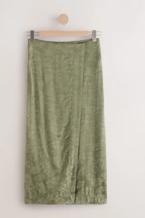 Next Satin Jacquard Midi Sarong Skirt AU 10 R
