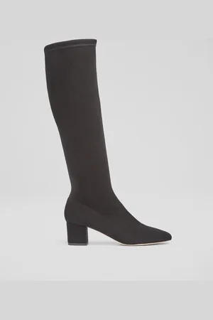 LK Bennett Eldon Block Heel Stretch Knee Black Boots AU 8 (EU 39)