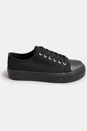 Long Tall Sally Black Canvas Mid Flatform Trainers AU 10 (EU 41)