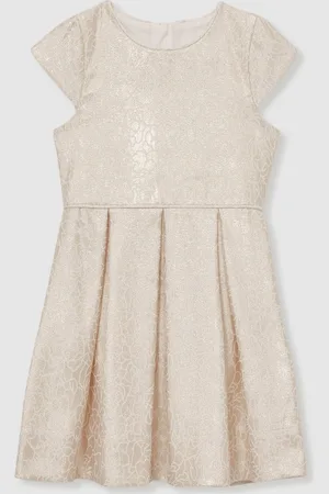 Reiss Nia 9-13 yrs Brocade Cap-Sleeve Pleated Dress 11