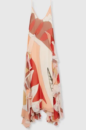 Reiss Sasha Printed Ruffle Trim Maxi Dress AU 8
