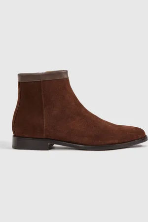 Reiss Brown Clay Suede Zip-Through Boots uk9eu43