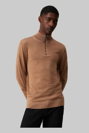 Calvin Klein Brown Merino Quarter Zip Jumper M