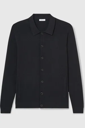 Reiss Navy Saint Fine-Ribbed Button-Through Cardigan XL