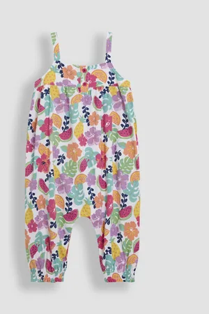 JoJo Maman Bébé Pink Fruit Floral Button Front Jumpsuit 2