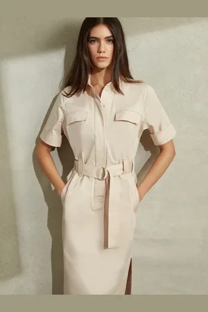 Reiss Aimie Cotton Blend Utility Belted Midi Dress AU 6