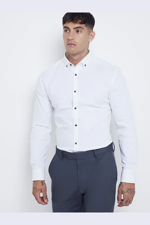 River Island Muscle Fit Long Sleeve Textured Shirt L