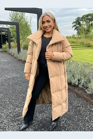 Ax Paris Cream Biscuit Long Line Belted Padded Coat AU 10