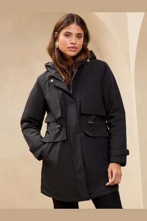 Lipsy London Black Shower Resistant Parka Raincoat AU 16