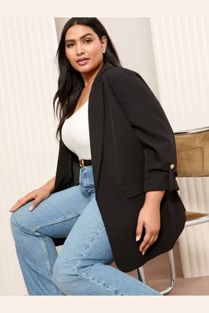 Friends Like These Black Curve Edge to Edge Tailored Sleeve Detail Blazer AU 24