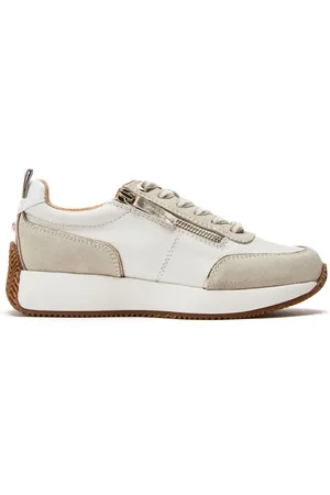 Moda In Pelle Delphinea Chunky Lace Up Leather Runner White Trainers eu42uk8