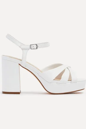 Linzi White Keliah Platform Cross-Over Strap Block Heeled Sandals AU 10 (EU 42)