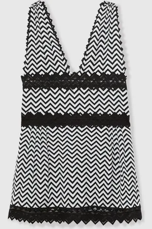 Reiss Sophia Zig-Zag Print Lace-Trim Mini Dress 6