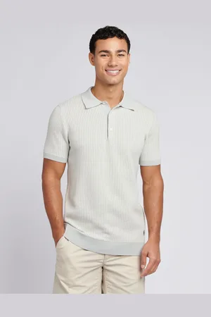 U.S. Polo Assn. U. S. Polo Assn. Mens Vertical Texture Stripe Knit Polo Shirt L