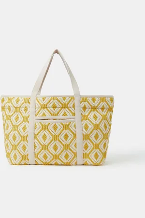 Accessorize Yellow Diamond Embroidered Shoulder Bag One