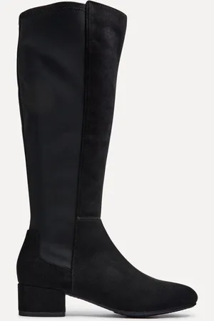 Linzi Black Sloane High Leg Heeled Boots With Stretch Panel AU 6 (EU 37)