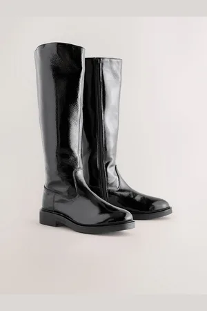 Next Black Patent Forever Comfort Leather Rider Knee High Boots AU 6 (EU 37)