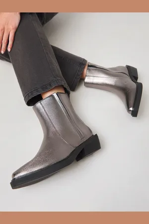 Simply Be Metallic Wide Fit Secret Stretch Seam Western Ankle Boots AU 8 (EU 39.5)