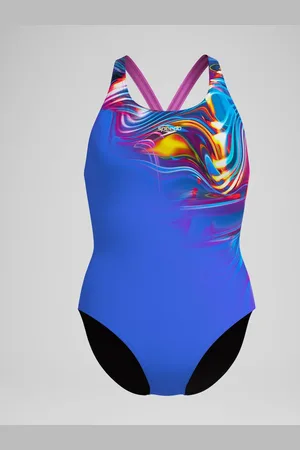 Speedo Blue Placement Powerback Swimsuit AU 12