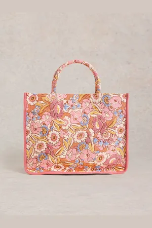 White Stuff Pink Jasmine Jacquard Tote Bag One