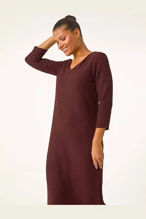Roman Textured V-Neck Stretch A-Line Dress AU 10