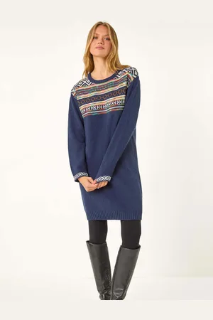Roman Nordic Pattern Knitted Shift Dress AU 18