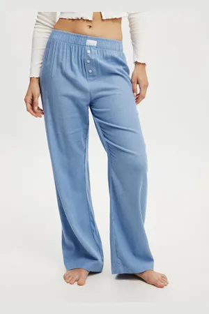 Cotton On Blue Chrome Boyfriend Flannel Wide Leg Boxer Trousers XL