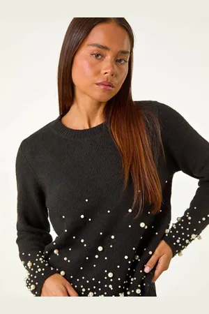 Roman Black Petite Pearl Gradient Detail Jumper One