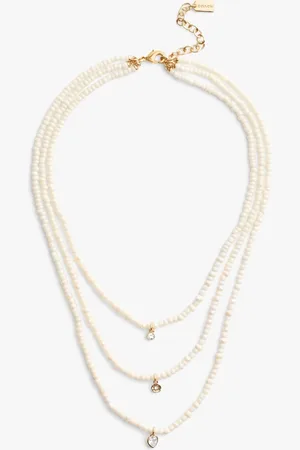 Coach Gold Tone Pearl Multilayer Charm Necklace One