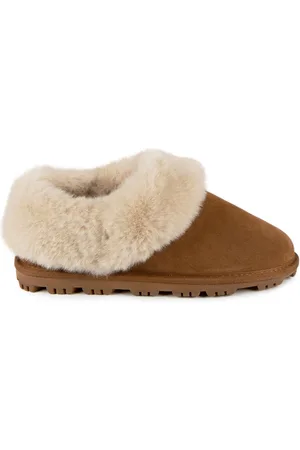 Totes Brown Ladies Isotoner Real Suede Bootie Slippers AU 9 (EU 40)