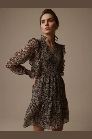 Laura Ashley Chiffon Frill Mini Dress AU 18