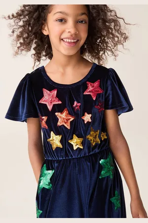 Little Bird Navy Velvet Sequin Party Star Jumpsuit 7
