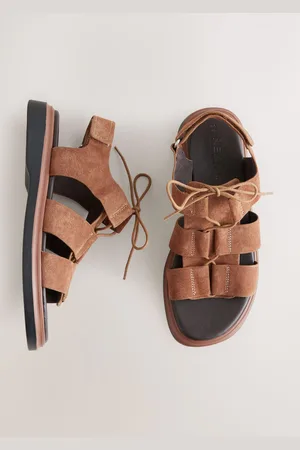 Next Tan Brown Suede Forever Comfort Chunky Lace-Up Sandals AU 5.5 (EU 36)