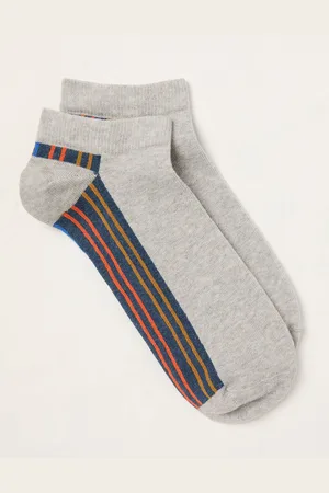 Fat Face FatFace Grey Stripe Trainer Socks AU 9.5-11