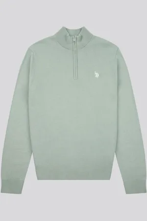 U.S. Polo Assn. U. S. Polo Assn. Green Mens Regular Fit Funnel Neck Quarter Zip Jumper XXL