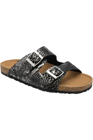 Dunlop Black Leather Twin Strap Sandals AU 10 (EU 42)