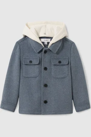 Reiss Liam 3-9 yrs Removable-Hood Brushed-Twill Overshirt 4