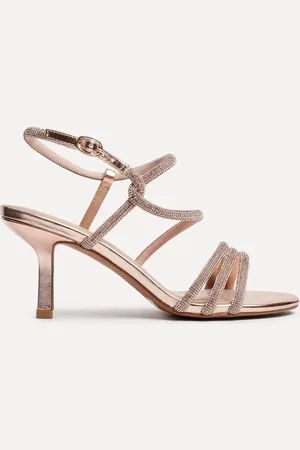 Linzi Pink Charm Criss Cross Diamante Strap Heels AU 8 (EU 39)