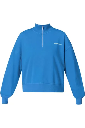 Sweaty Betty Blue Revive Crop Half Zip Sweatshirt L-XL