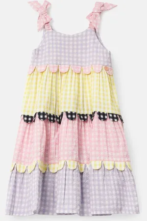 Angel & Rocket Bianka Multi Mixed Check Tiered 100% Cotton Sundress 7 Years (122cm)