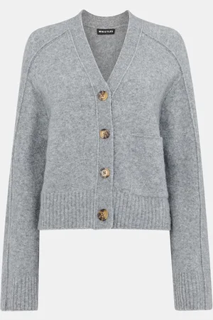 Whistles Grey Wool Mix Pocket Cardigan S