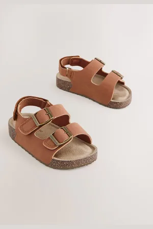 Next Tan Brown Standard Fit (F) Double Buckle Cushioned Footbed Sandals AU 7 (EU 24)