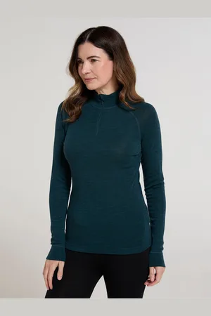 Mountain Warehouse Blue Womens Merino Zip Neck Thermal Top AU 18