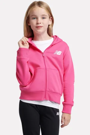New Balance Pink Girls Brush Back Graphic Zip Hoodie 7