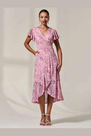 Jolie Moi Petite Mesh Short Sleeve Wrap Midaxi Dress 12petite