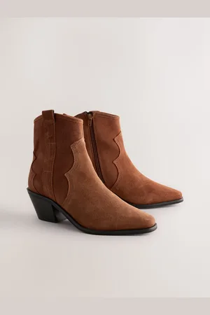 Next Tan Brown Standard/Wide Fit Forever Comfort Leather Ankle Cowboy Boots AU 5 (EU 35.5)