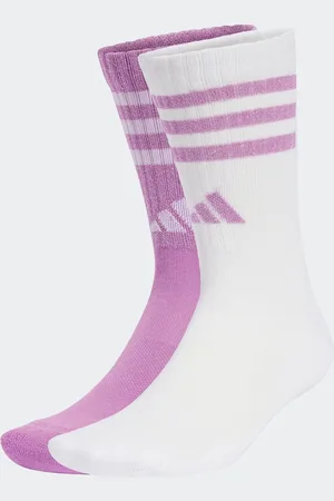 adidas White/Pink Crew Socks 2 Pack UK 8.5