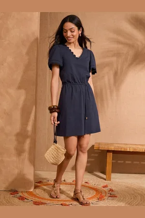 Love & Roses Scallop V-Neck Mini 100% Cotton T-Shirt Dress 12