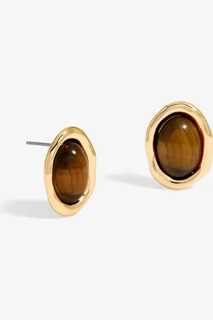 Jon Richard Gold Tone Tigers Eye Oval Stud Earrings one