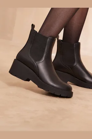 Friends Like These Black Standard fit Chunky Wedge Faux Leather Chelsea Boots AU 5 (EU 36)
